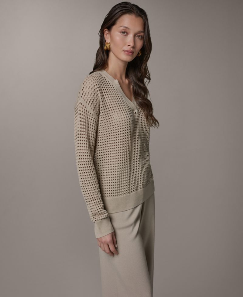 Women's Long-Sleeve Pointelle Sweater
