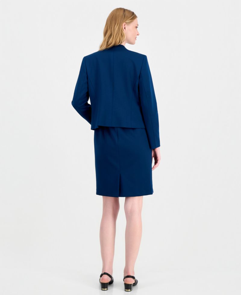 Women's Empire Waist Seam Crewneck Jacket and Dress, 2-Piece Suit