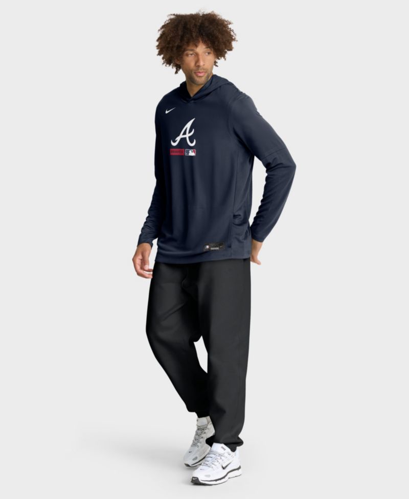 Men's Navy Atlanta Braves Authentic Collection Dri-FIT Long Sleeve Hoodie