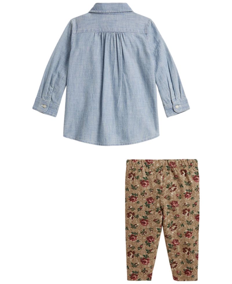 Baby Girls' Long-Sleeve Top and Pants, 2-Piece Set