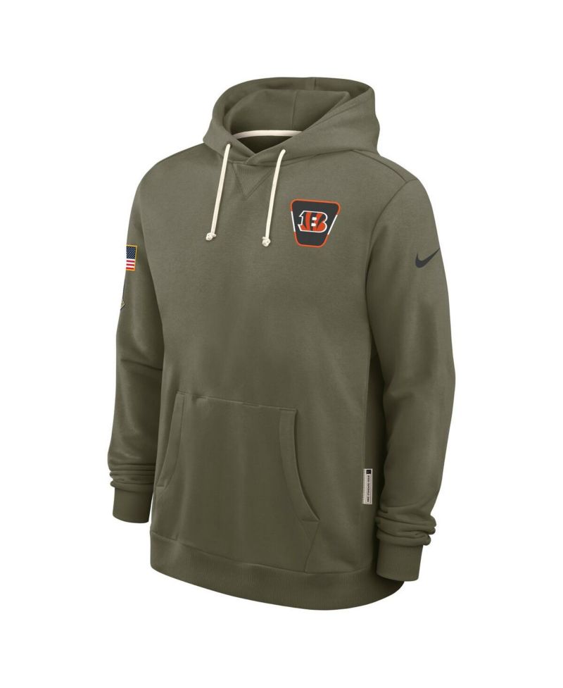 Men's Olive Cincinnati Bengals 2025 Salute to Service Sideline Standard Issue Dri-FIT Hoodie
