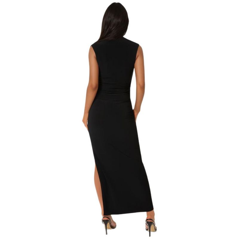 Womens Square Neck High Slit Midi Dress