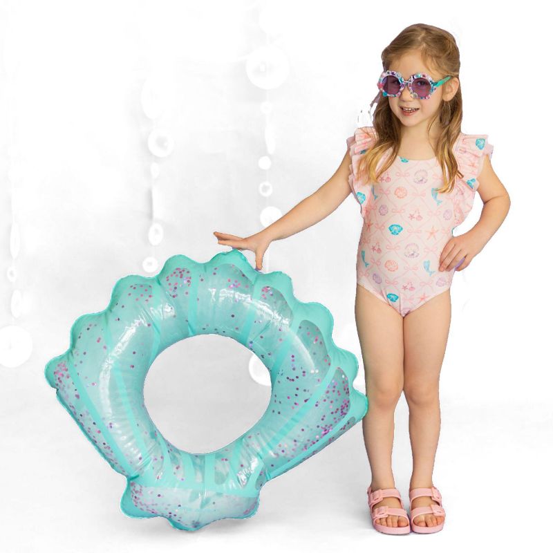 Little Girls Mermaid Trellis Bathing Suit