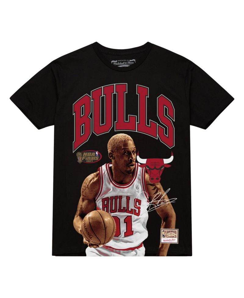Men's Dennis Rodman Black Chicago Bulls Hardwood Classics Player Arch T-Shirt