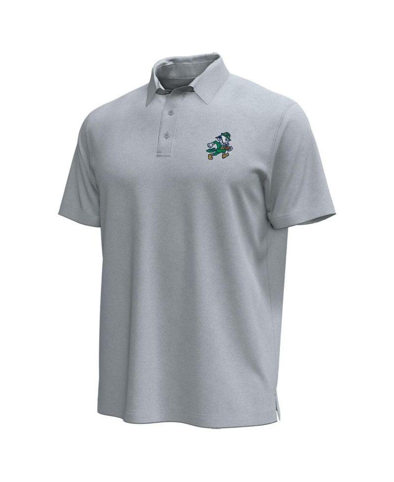 Men's Gray Notre Dame Fighting Irish Sporting Leprechaun Icon Polo Shirt