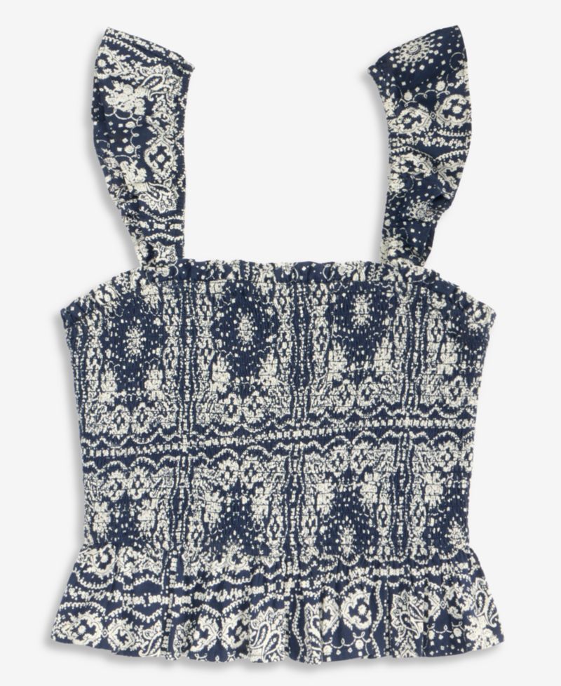 Women's Smocked Ruffle-Trim Tank