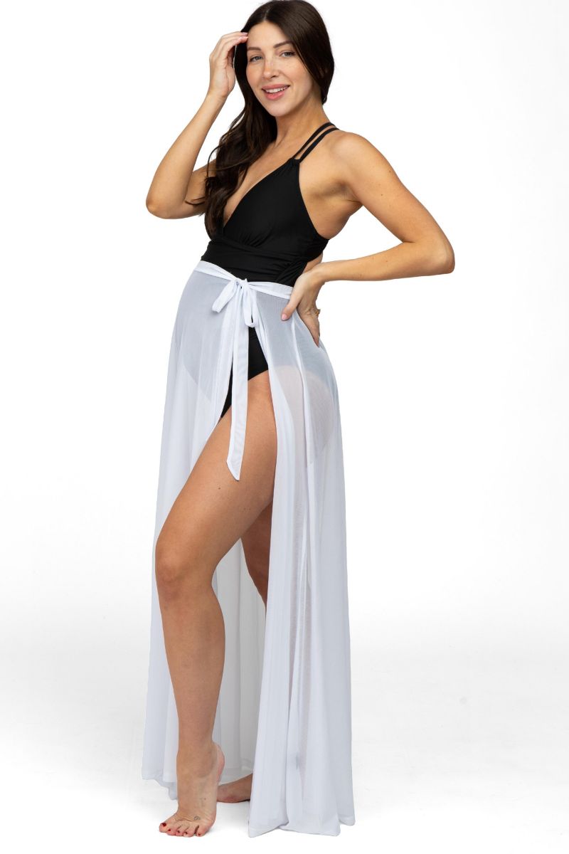 Women's White Mesh Wrap Cover Up
