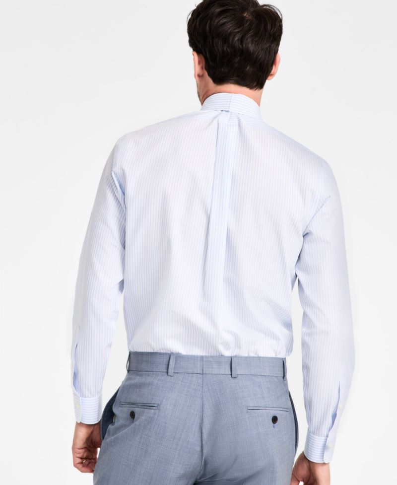 Men's Regular-Fit Non-Iron Spread Collar Stripe Broadcloth Dress Shirt