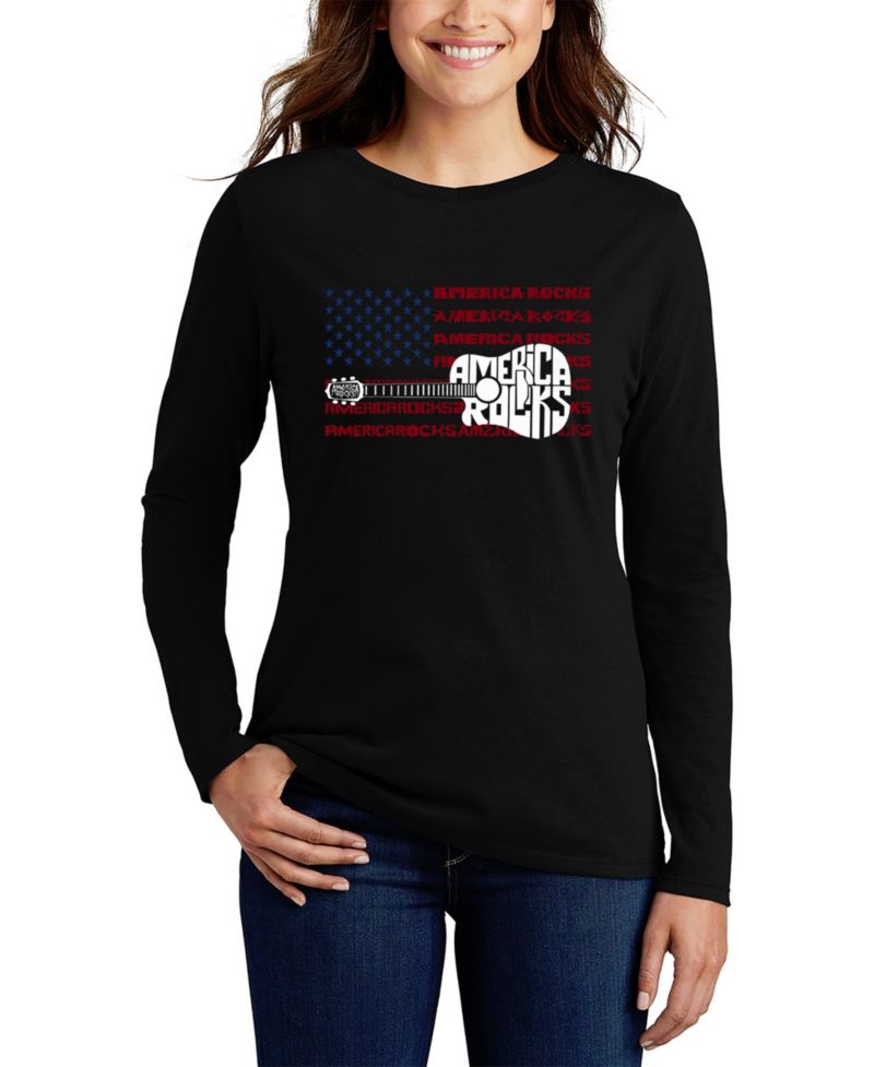 Women's America Rocks Word Art Long-Sleeve T-Shirt