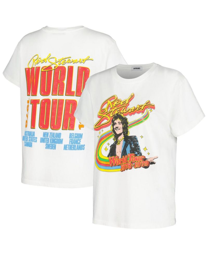 Women's White Rod Stewart 1978/79 World Tour Graphic T-Shirt