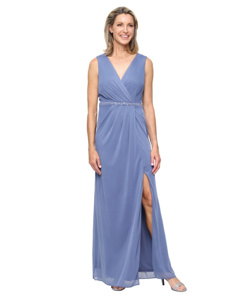 Women's Embellished Surplice Neck Gown