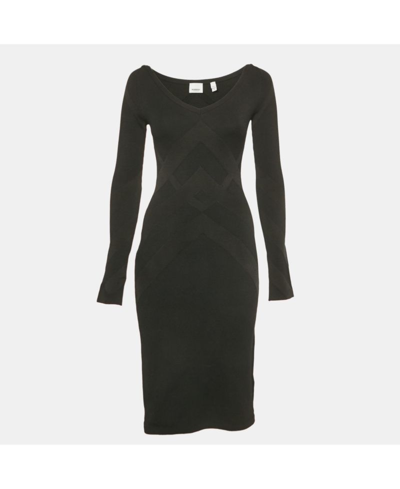 Women's Black Stretch Knit Flared Mini Dress