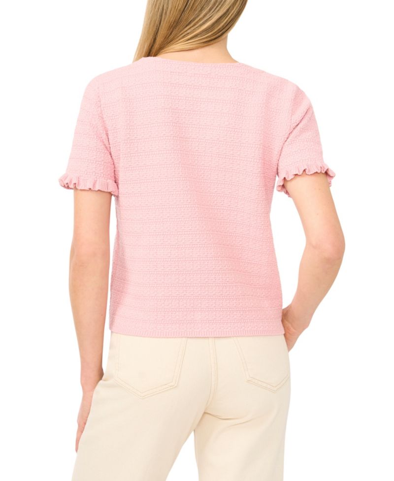 Women's Crewneck Short-Sleeve Cardigan