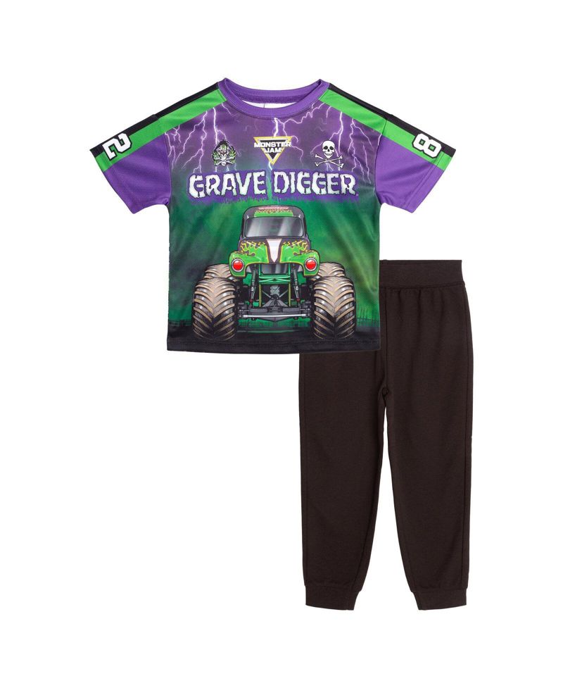 Boys' 4-20 Grave Digger Athletic T-Shirt and Joggers, 2-Piece Set