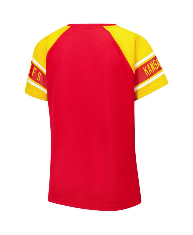 Women's Red Kansas City Chiefs 1st Rounder Color Block Raglan Top