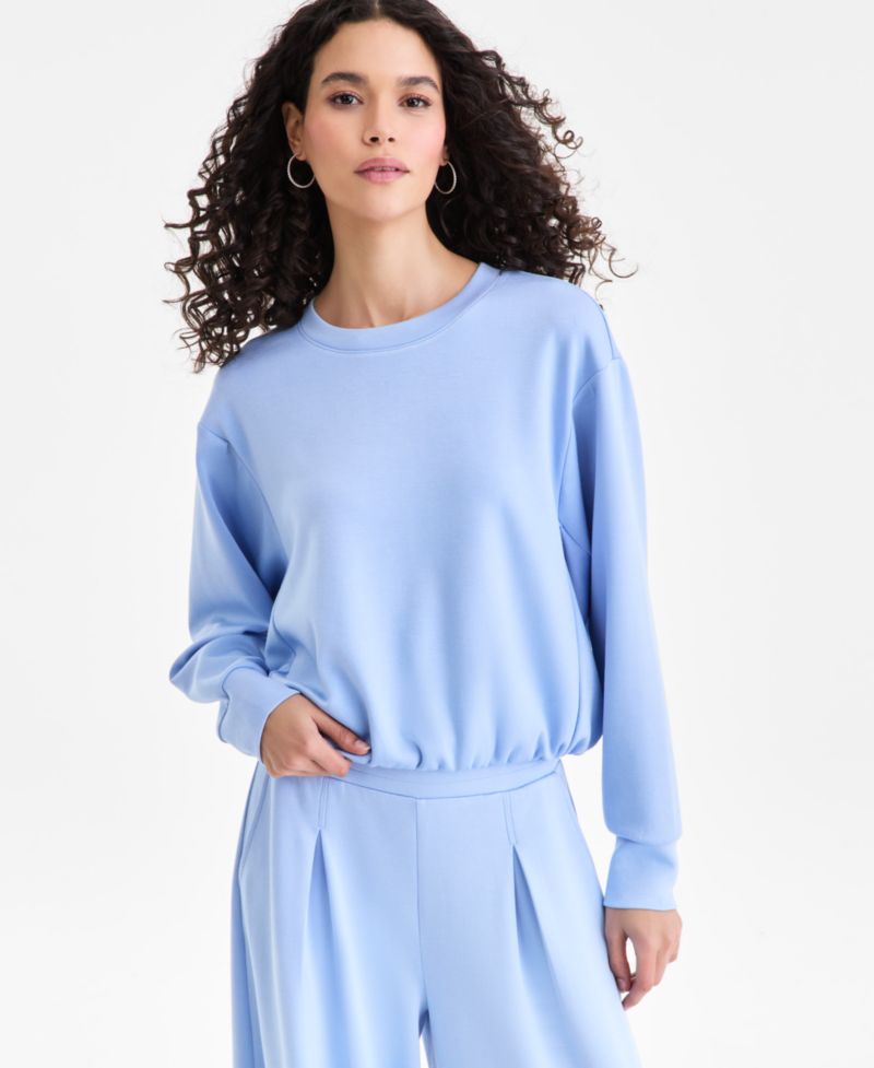 Women's Off Duty Long-Sleeve Bubble-Hem Sweatshirt