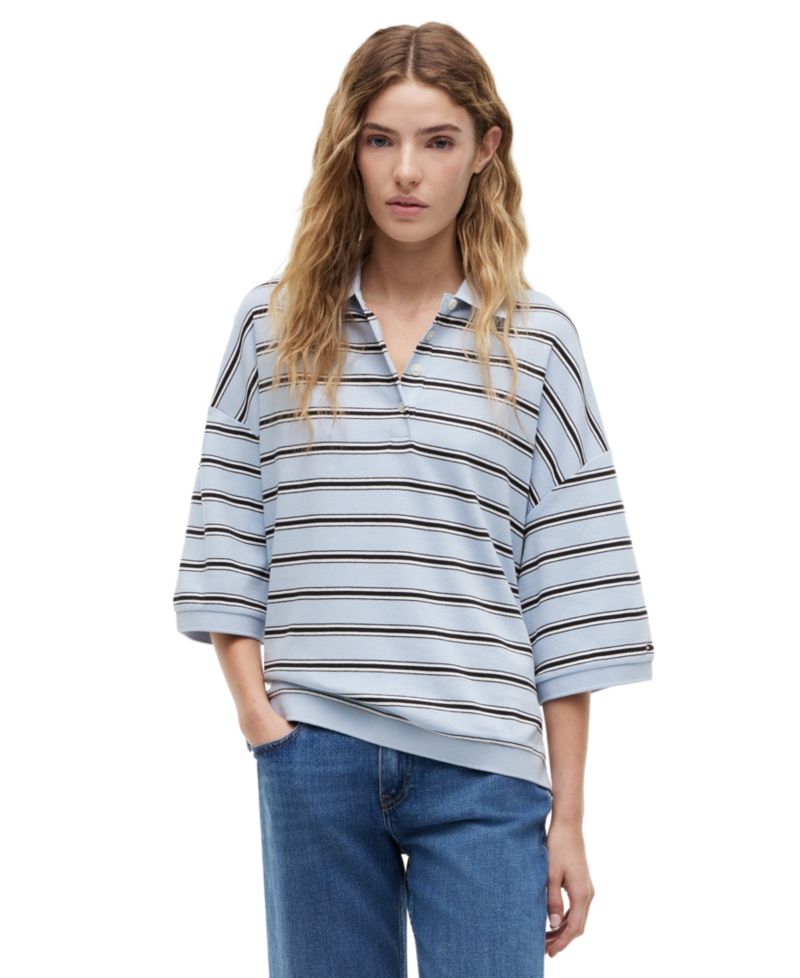 Women's Multi-Stripe Oversized Polo Shirt