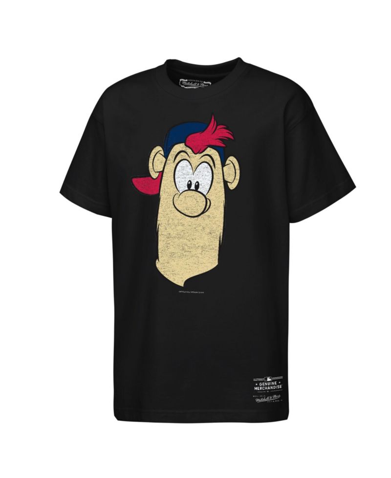 Big Boys and Girls Black Atlanta Braves Big Face Mascot T-Shirt
