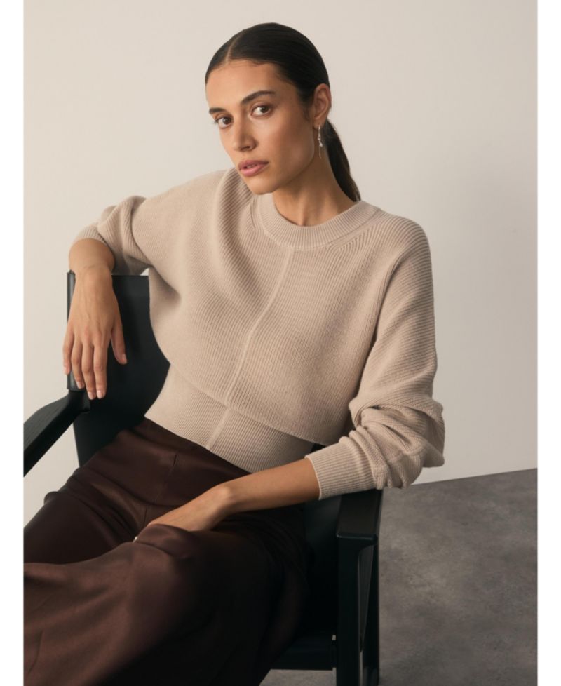 Women's Rieti Silk-Blend Ribbed-Knit Crewneck Sweater