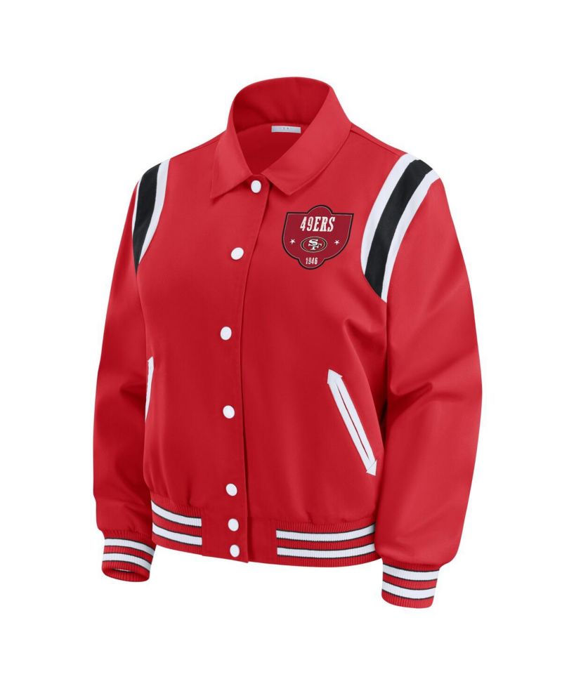 Women's Scarlet San Francisco 49ers Varsity Lightweight Full-Snap Jacket
