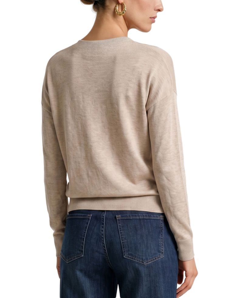 Petite Cowl Neck Long-Sleeve Satin Pullover