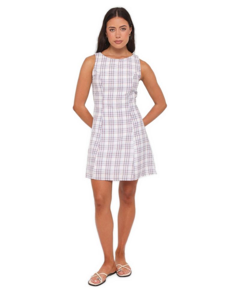 Women's Circe Plaid A-Line Boat Neck Mini Dress