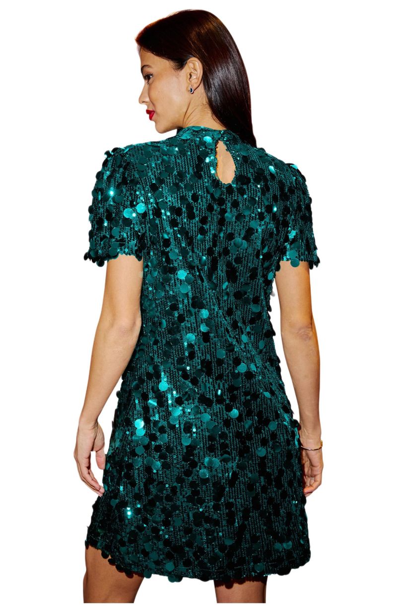 Women's Sequin Short Sleeve Tunic Dress