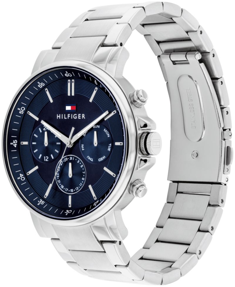 Men's Multifunction Silver-Tone Stainless Steel Watch 43mm