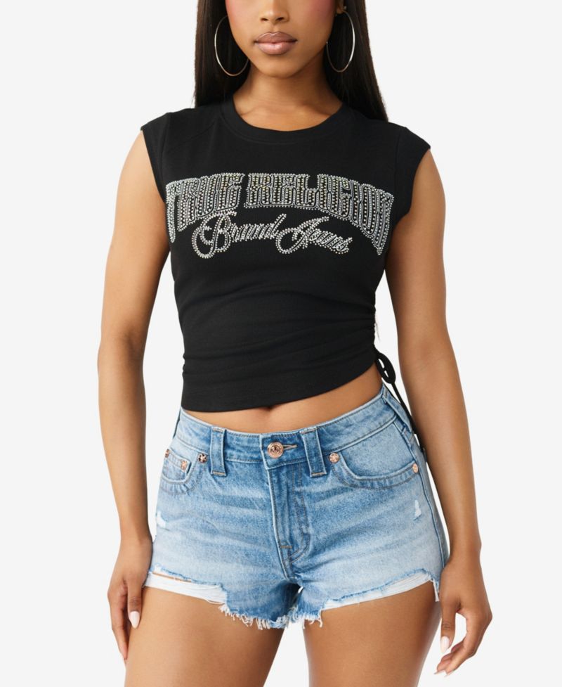 Women's Crystal Side Ruch Baby Top