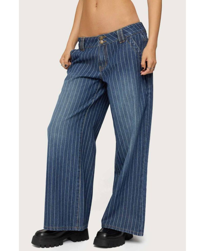 Women's Cory Striped Low Rise Baggy Jeans