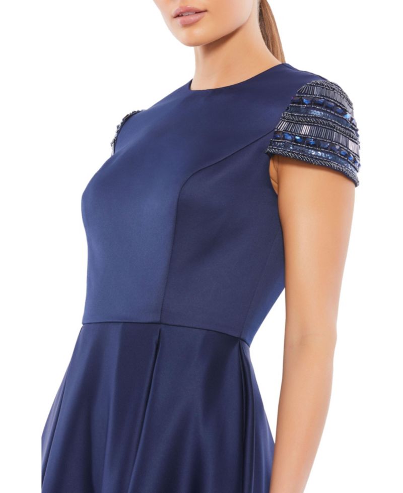Women's Ieena High Neck Cap Sleeve Tea Length Dress