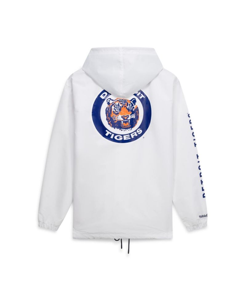 Mitchell Ness Men's White Detroit Tigers Big & Tall Full-Snap Hooded Jacket