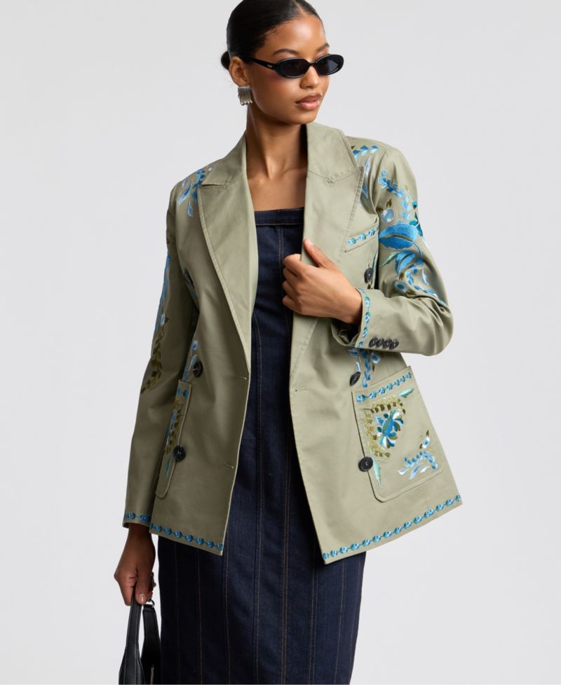 Women's Embroidered Double-Breasted Blazer