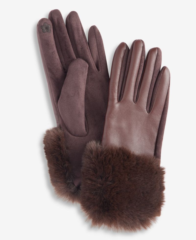 Women's Asymmetrical Faux-Fur-Trim Gloves