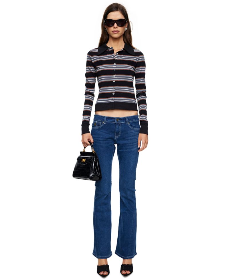 Women's Bada Bing Striped Button Down Knit Top