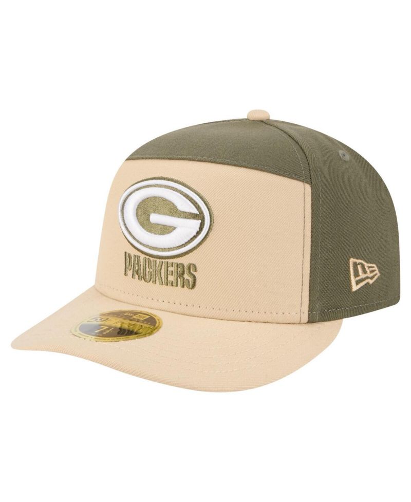 Men's Light Beige/Olive Green Bay Packers Two-Tone Color Pack Split Panel 59FIFTY Fitted Hat