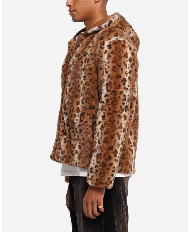 Men's Leopard Faux Fur Jacket