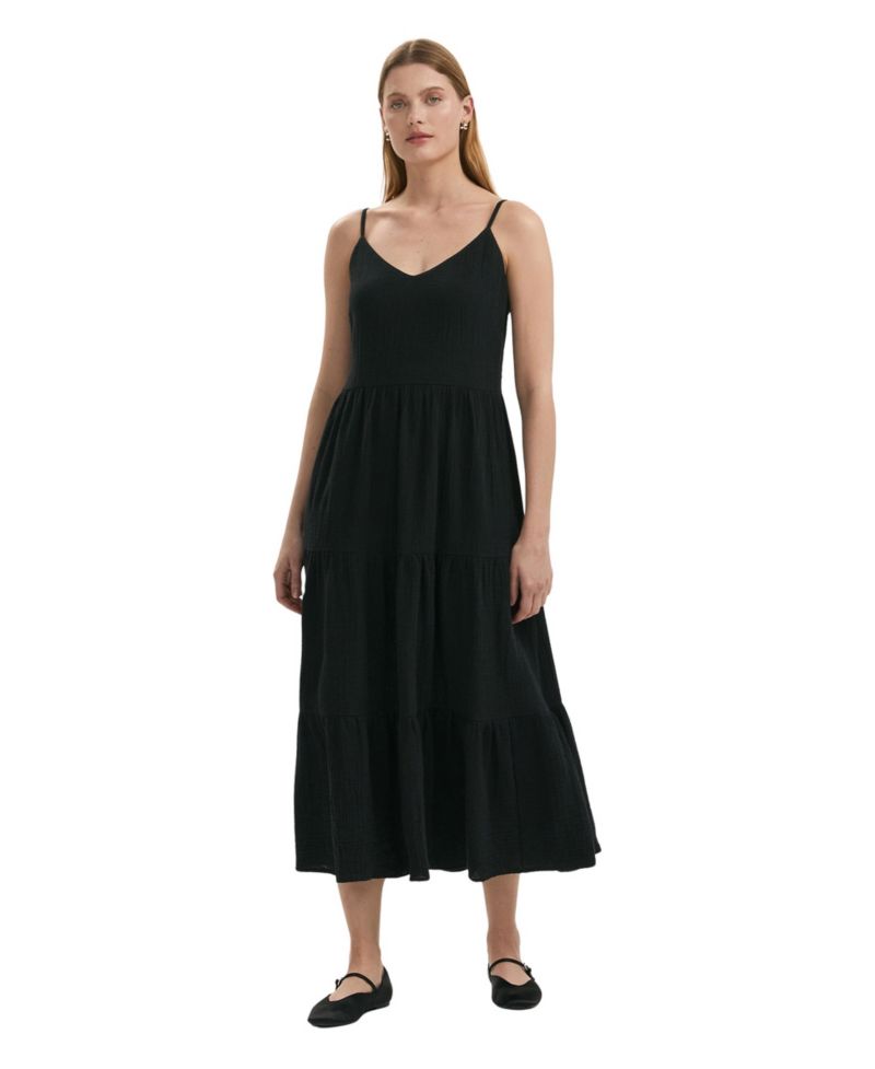 Women's Emmie Cotton Tiered V-Neck Midi Dress