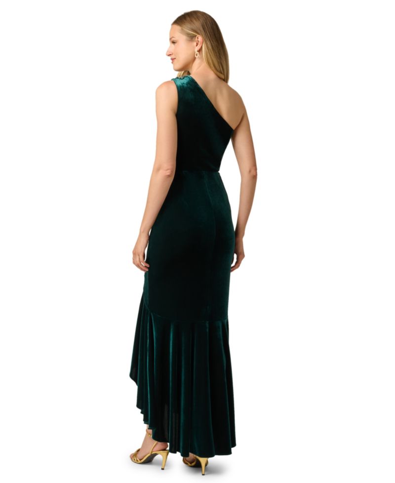 Women's One Shoulder Velvet High-Low Dress