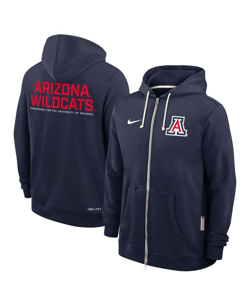 Men's Navy Arizona Wildcats 2025 Sideline Performance Full-Zip Hoodie
