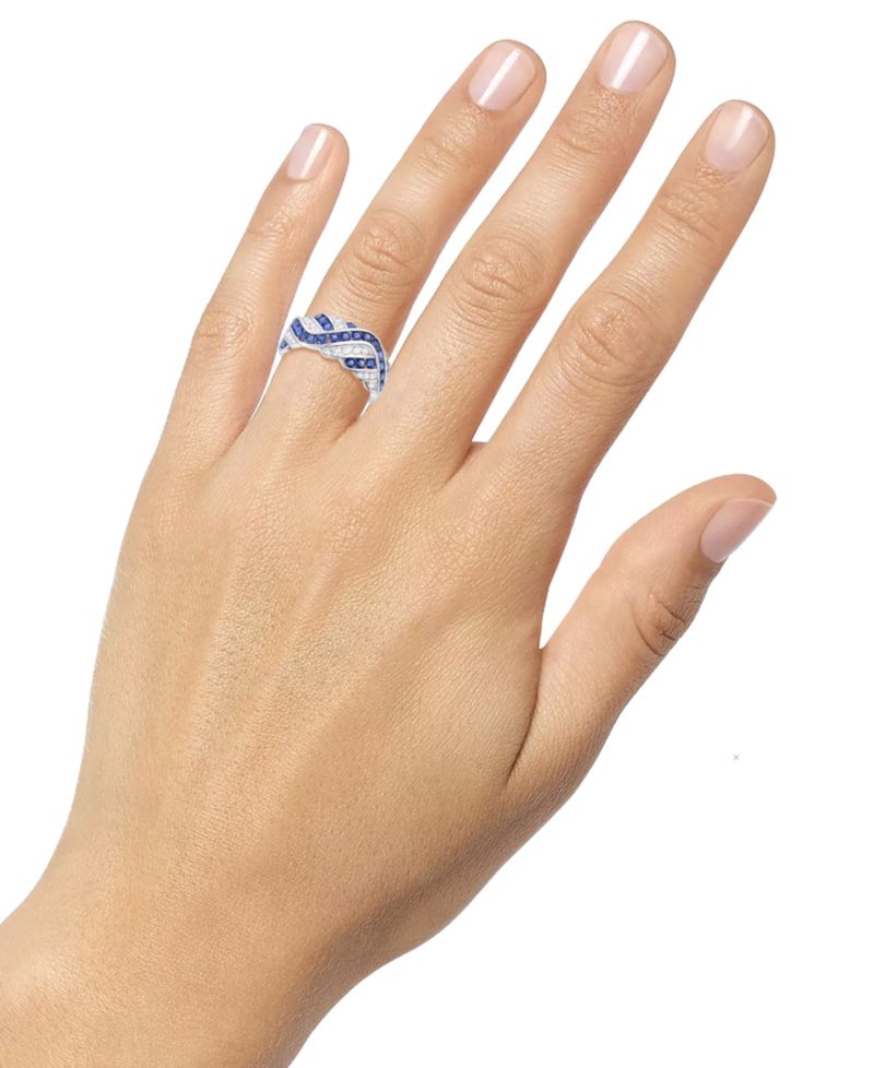 Lab-grown Sapphire, Lab-grown White Sapphire & Multi-Gemstone Ring in Sterling Silver
