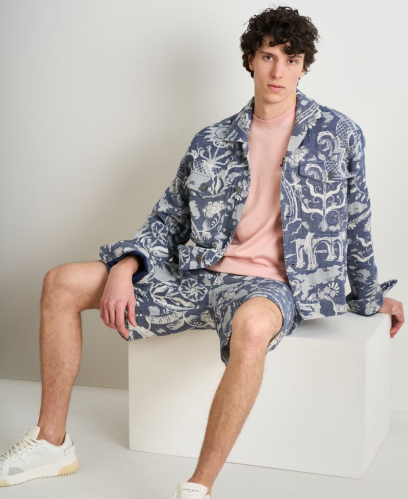 Men's Delfts Blauw Jacquard Trucker Jacket