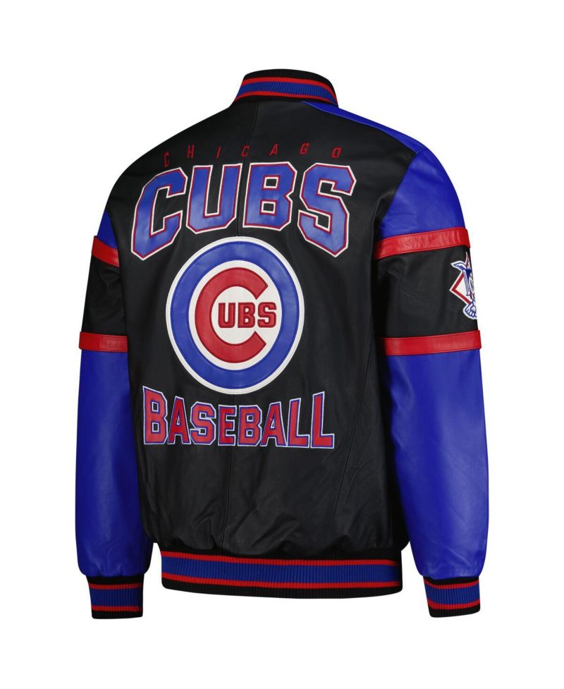 Men's Black Chicago Cubs Full-Zip Leather Varsity Jacket