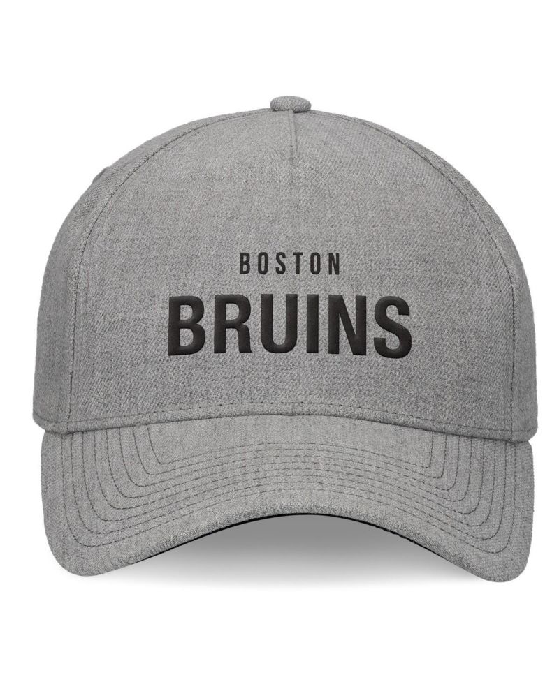 Men's Heather Gray Boston Bruins Elements A-Frame Leather Strap back Hat
