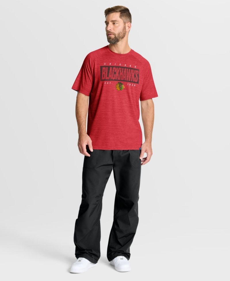 Men's Heather Red Chicago Blackhawks Breakaway Clutch Raglan T-Shirt
