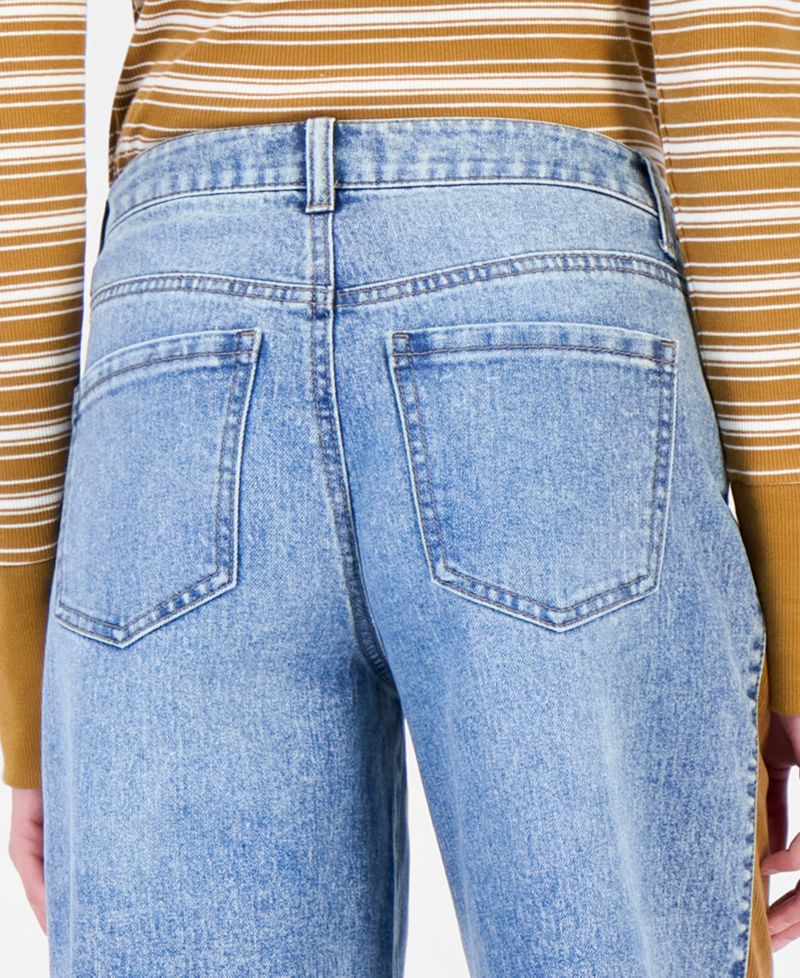 Women's Cord Trim Barrel Leg High-Rise Jeans