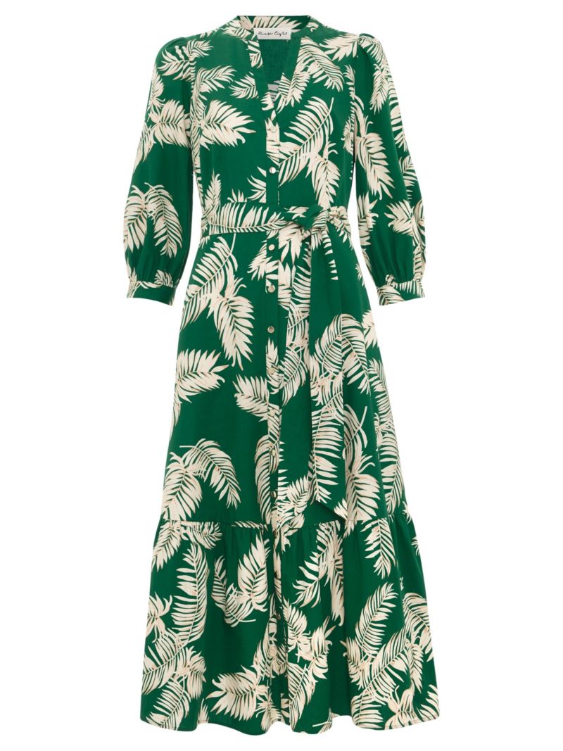 Women's Louisa Mandarin Collar Midi Shirt Dress