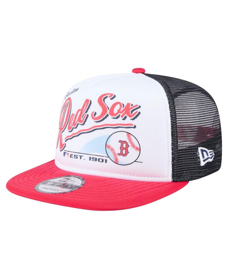 Men's White/Red Boston Red Sox Retro Script Trucker 9FIFTY Snapback Hat