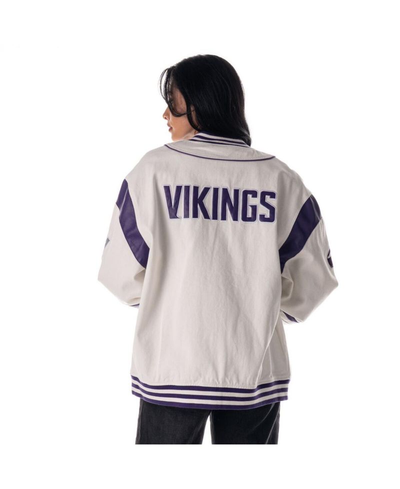 Men's and Women's White Minnesota Vikings Oversized Retro Full-Zip Jacket