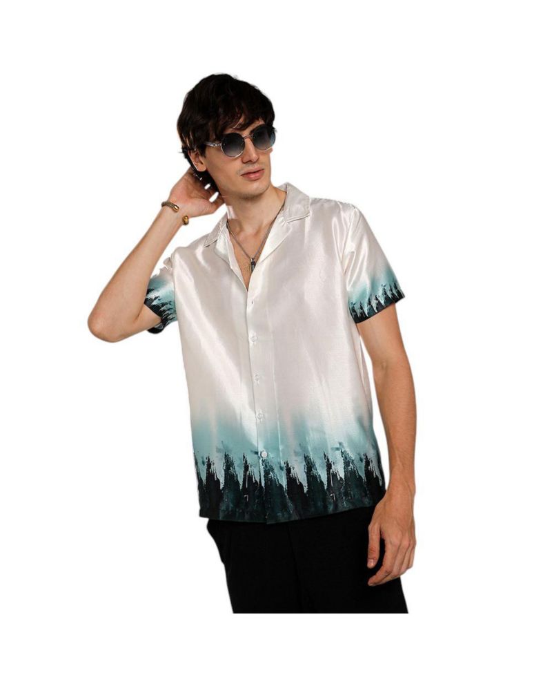 Men's Ivory White & Pine Green Pine Ombre Shirt